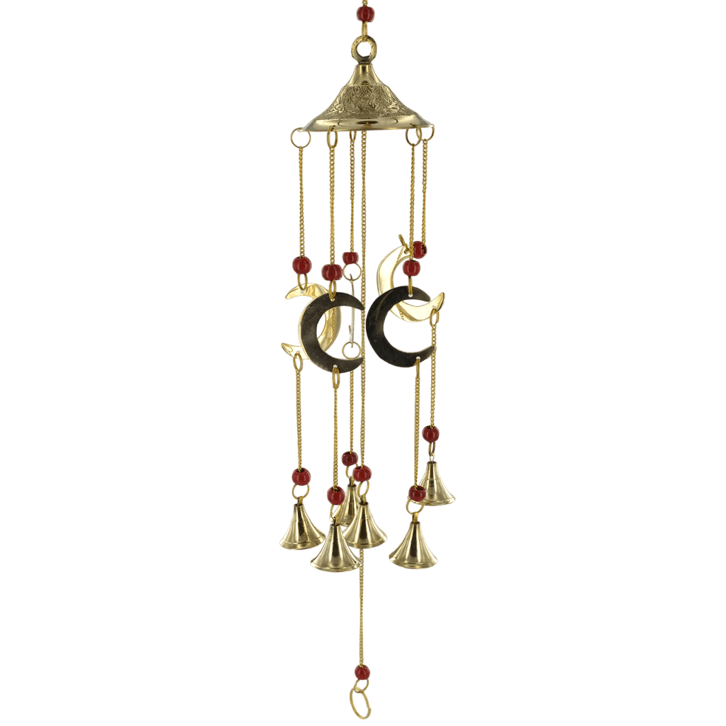 BRASS & BEADS WIND CHIME MOON DESIGN (POLISH)